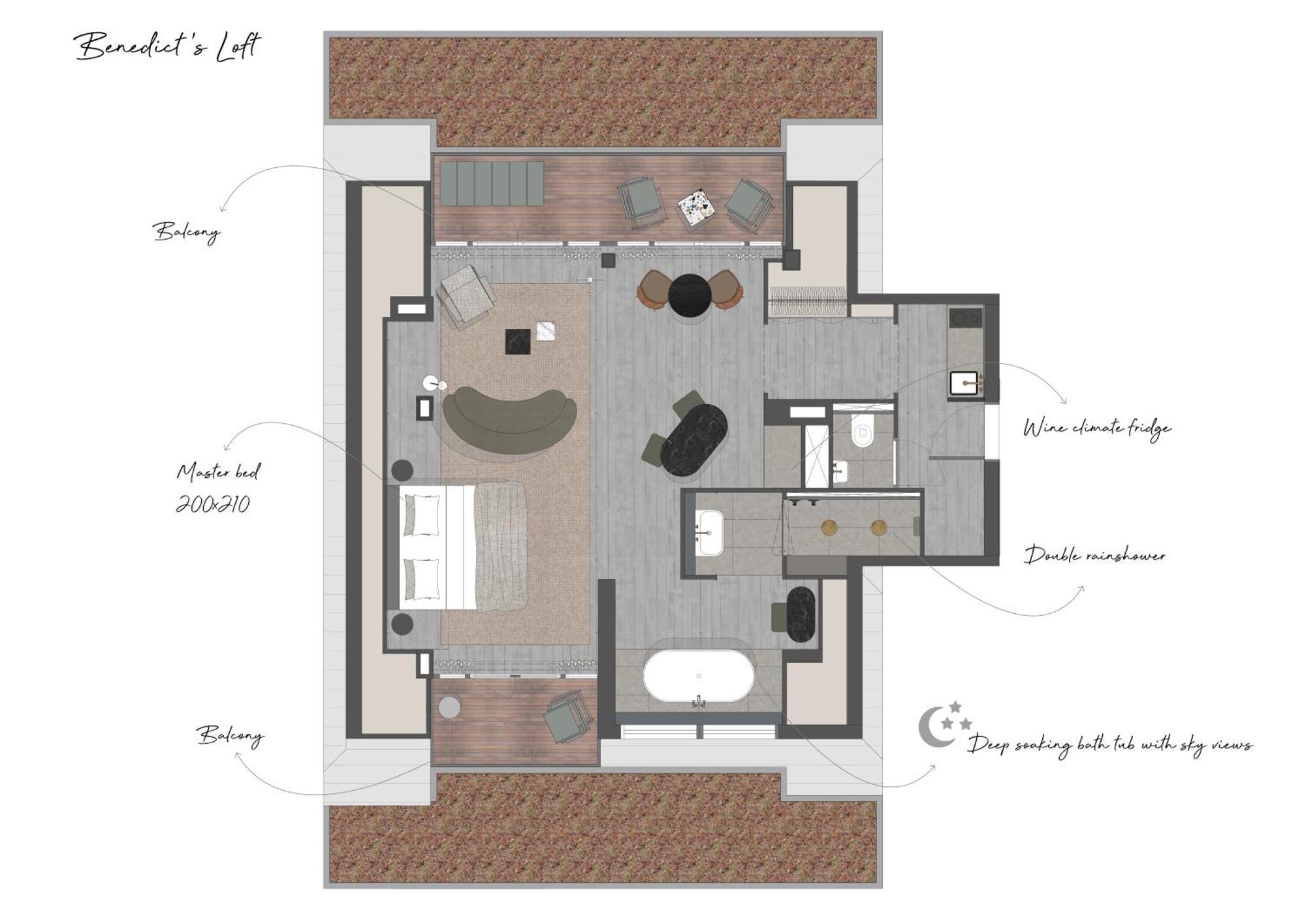 Boutique Hotel Benedict Нордвейк-ан-Зее Номер фото Floorplan of a typical apartment