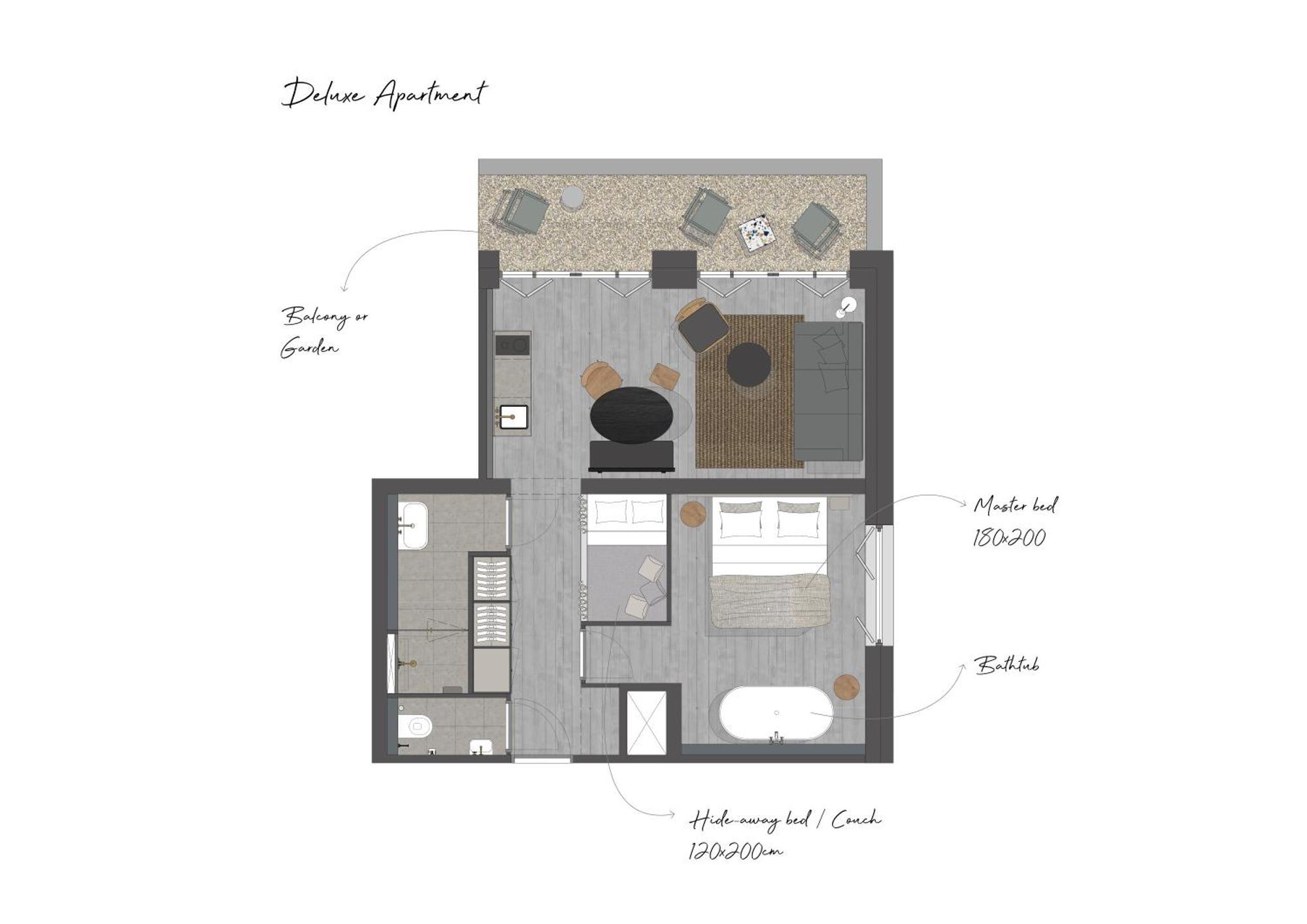 Boutique Hotel Benedict Нордвейк-ан-Зее Экстерьер фото A floor plan of a typical apartment